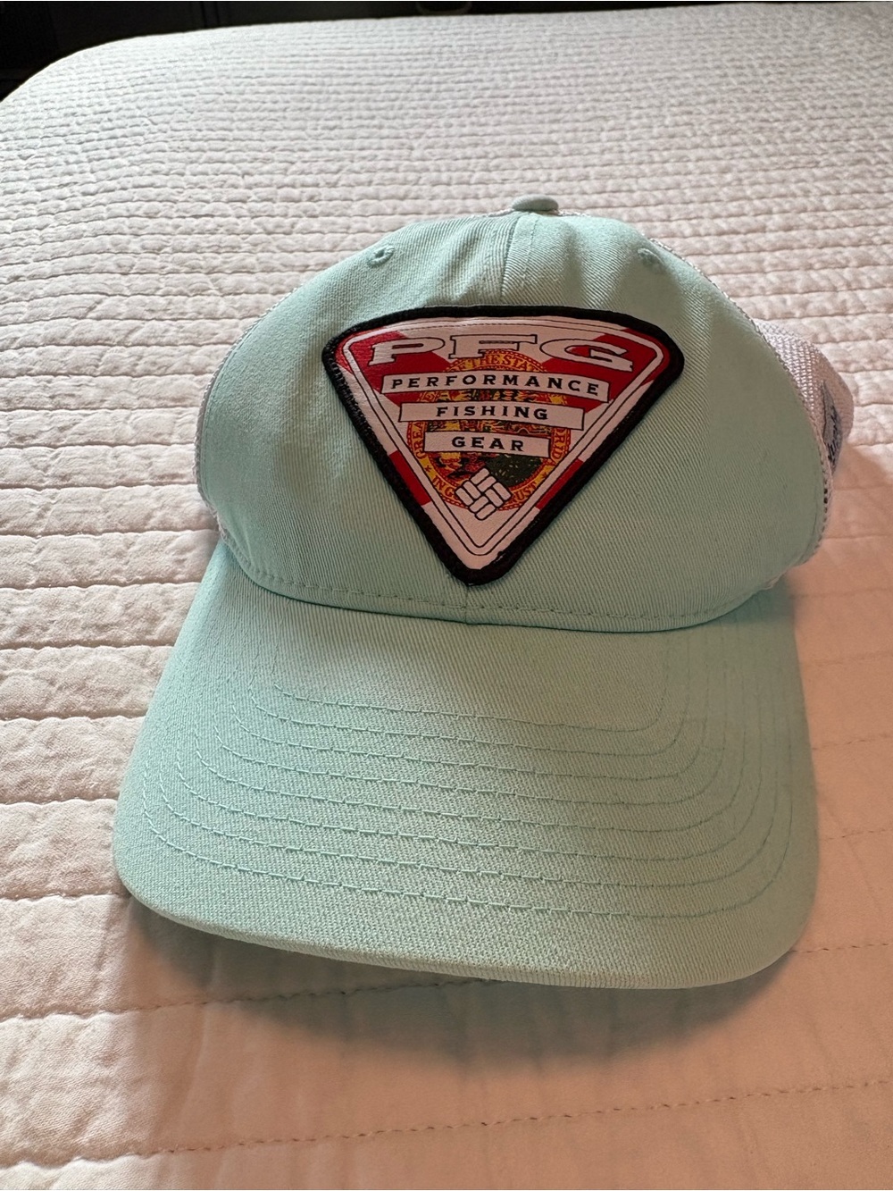 Columbia Mint Green Mesh Fishing Cap with Patch